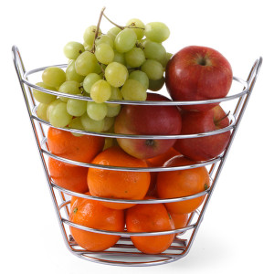 Corbeille &agrave; fruits en fil de fer chrom&eacute;