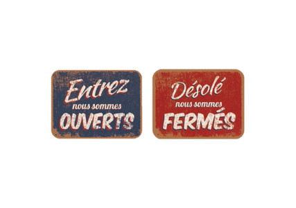 Pancarte "Ouverts / Fermés" pour porte de magasin - Vintage