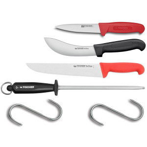 Trousse en toile sp&eacute;ciale chasse 6 pi&egrave;ces avec couteaux - Fischer