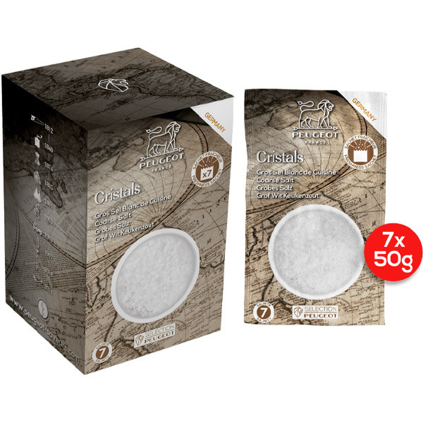 Boite de 7 sachets fraicheur de gros sel blanc de cuisine - Peugeot