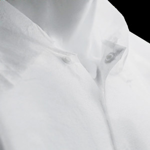 Blouse visiteur jetable non tiss&eacute; blanc avec pression (x10)