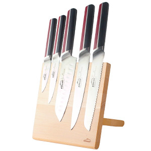 Bloc magn&eacute;tique en bois 5 couteaux - Lacor