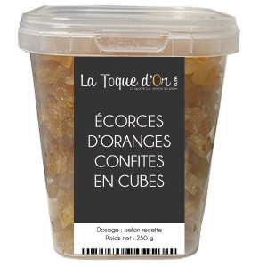 Ecorces d'oranges confites en cubes