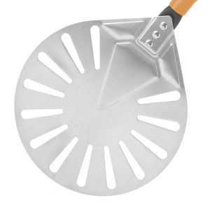 Pelle &agrave; pizza ronde perfor&eacute;e en inox