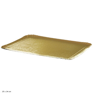 Plateau traiteur carton rectangulaire 2 faces or / argent (x25)