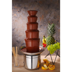 Fontaine &agrave; chocolat professionnelle tout inox 5 niveaux - Hendi