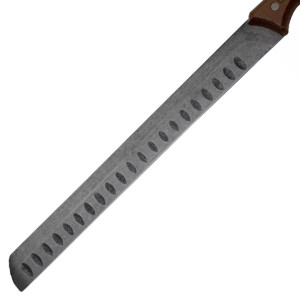 Couteau &agrave; jambon alv&eacute;ol&eacute; manche bois lame noire Black Churrasco - Tramontina