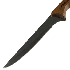 Couteau &agrave; d&eacute;sosser droit manche bois lame noire Black Churrasco - Tramontina
