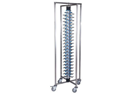 Chariot roulant porte assiettes garnies en inox - 84 assiettes