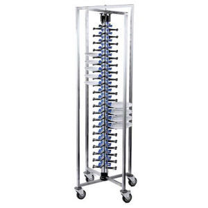 Chariot roulant porte assiettes garnies en inox - 84 assiettes