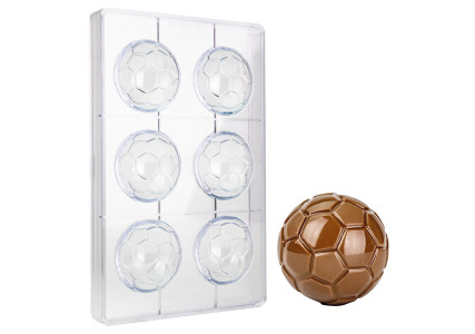 Moule à chocolat copolyester 6 demi ballons de foot - Martellato