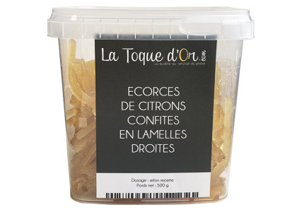 Ecorces de citrons confites en lamelles droites