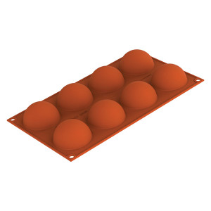 Moule silicone 8 demi sph&egrave;res Silicon Flex 60 mm - Silikomart
