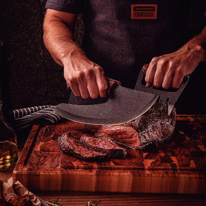 Couteau &agrave; viande Viking manche bois lame noire Black Churrasco - Tramontina