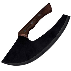 Couteau &agrave; viande Viking manche bois lame noire Black Churrasco - Tramontina