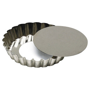 Moule &agrave; tartelette cannel&eacute; en fer blanc avec fond amovible - Gobel (x12)