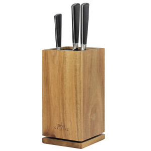 Bloc &agrave; couteaux vide rotatif en bois d'acacia - Cristel