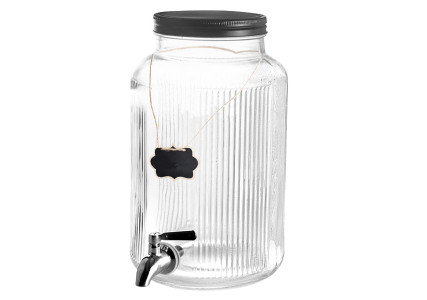 Distributeur de boissons en verre strié avec robinet 5,5 L - Lacor