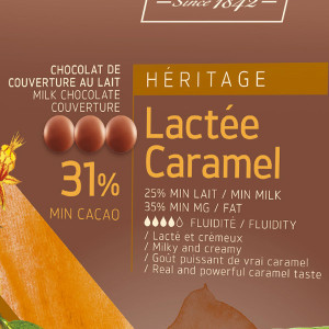 Chocolat de couverture au lait caramel 31,1% Cacao Barry - DDM D&eacute;pass&eacute;e