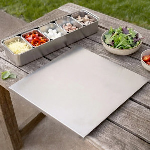 Plaque &agrave; p&eacute;trir et &eacute;taler inox avec rebord